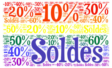Fototapeta na wymiar Soldes discount and percentages colored background illustration