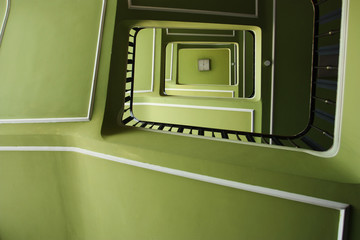 stairway, green, vintage, spiral