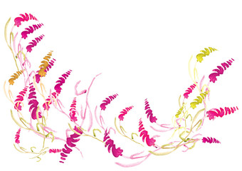 Pink flower  watercolor brush design for card,border or background ,vector illustration