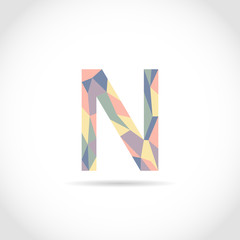 N Letter Logo Icon Mosaic Pattern Design template Element. Low Poly style