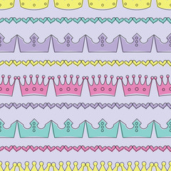 Seamless colorful vector background with decorative crowns