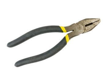 Kit pliers with black and yellow handle isolated on a white background. Tools series.