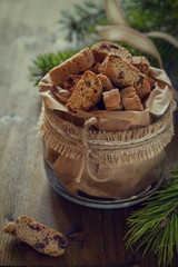Biscotti cookies in glass jar 