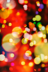 Colorful, blurry bokeh lights in the night