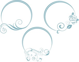 Decorative branch with oval frame. Vector illustration.