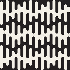 Vector Seamless Black and White Rounded Drips Wavy Lines Pattern