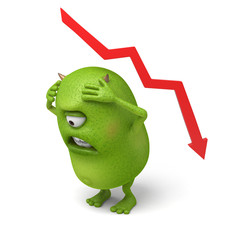 Little monster and an economic down symbol © Jane