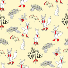  Seamless pattern with Christmas forest