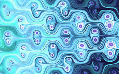 Fototapeta na wymiar abstract fractal background, vivid cyan swirls with violet cores