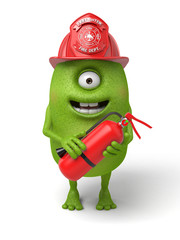 Fototapeta premium Little monster is a fireman