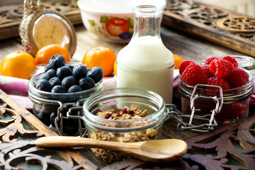 Healthy breakfast, diet and health concept