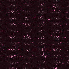 Glossy halftone rounds. Stylized stars in the night sky. Background seamless texture. Vector illustration.