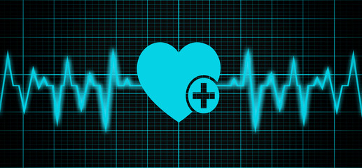 Heart rate and heart background - panoramic format