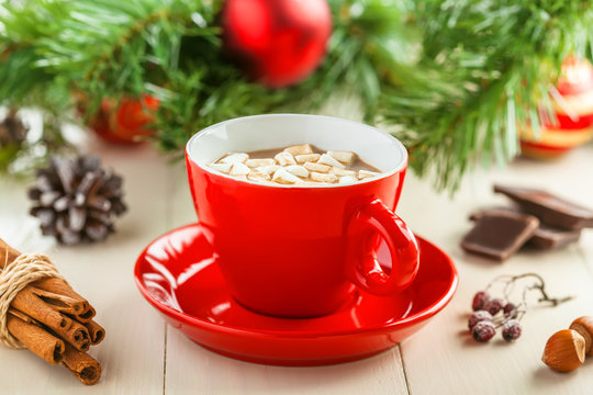 Traditional Christmas Hot Drink. Hot Chocolate For New Year Eve Celebration Party.