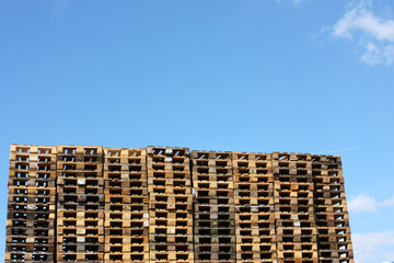 Pallet, stack, shipping, sky, outside