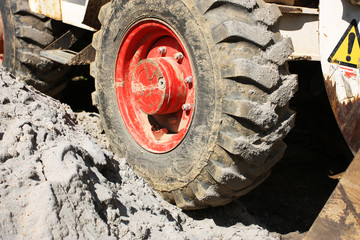 tractor, red Wheel, mud, agricultural