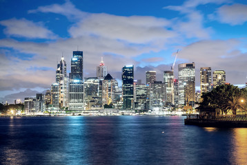 Panoramic night skyline of Sydney