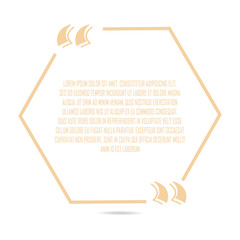 Hexagon orange quote on white background