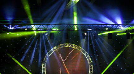 Stage lights with smoky effect background