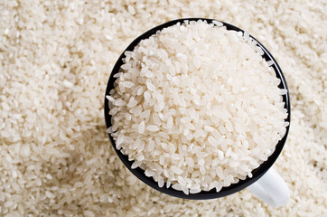 Raw white rice.