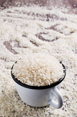 Obraz na płótnie Canvas Raw white rice.