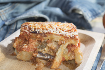 parmigiana of egplants and mozzarella