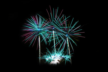 Colorful fireworks light on the sky
