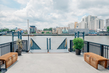 Landscape of Maharat Pier Bangkok, Entrance to the port.