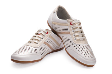 Men's summer white elegant leather shoes
