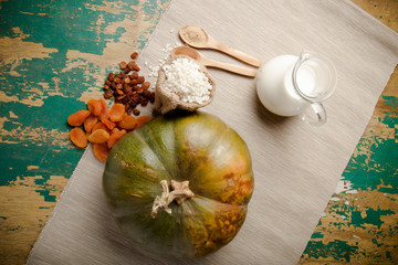 Ingredients for the rice porridge with dried fruits and spices i