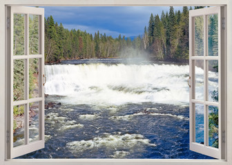 Open window view to Dawson Falls, Canada - 97729012