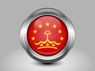 Tajikistan Variant Flag. Metal Round Icon
