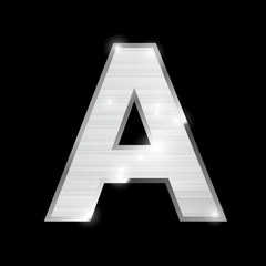 metal chrome alphabet on black