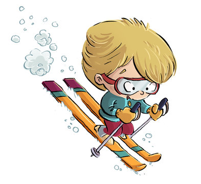 niño esquiando