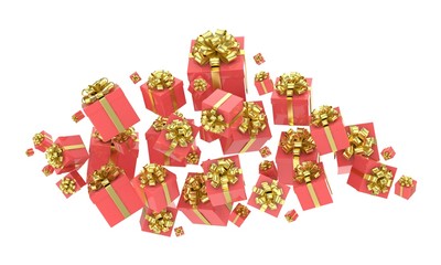 flying gift boxes on white