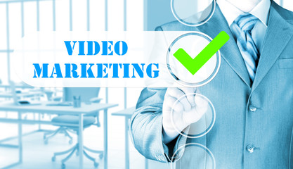 business man pressing checkbox Video Marketing