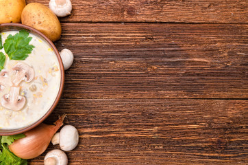 Obraz na płótnie Canvas Mushroom soup. The concept of cooking. Background.