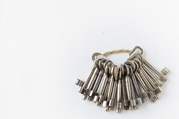   keys / keyring on white background with copy space