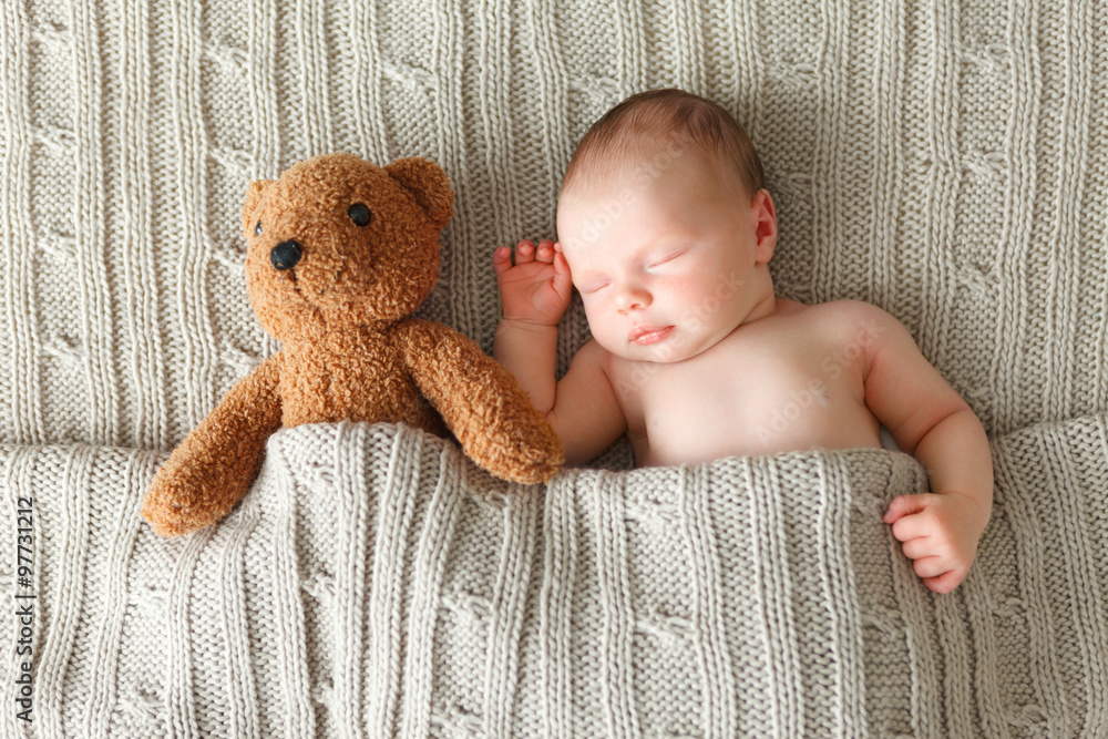 Wall mural sleeping newborn baby