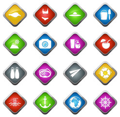 Beach icons set