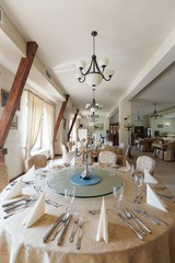 Round table in elegant restaurant