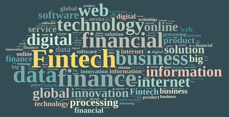 Illustration with the word Fintech.