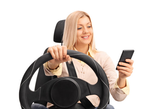 Irresponsible Woman Texting And Driving