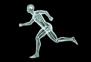 x-ray image of a man on black with clipping path