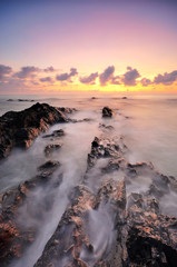 Beautiful seascape of Terengganu coastal at dawn. Nature composition