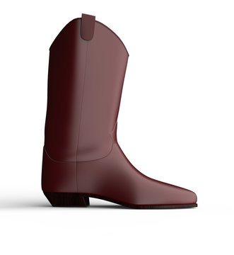 brown leather coboy boot isolated on white
