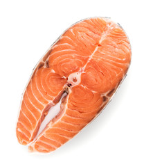 Piece of raw salmon isolated