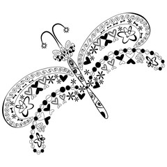 template of graphic abstract dragonflies from different shapes and lines