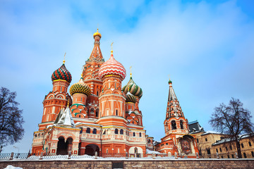 Fototapeta na wymiar Beautiful Moscow Attraction - saint Basil's Cathedral with color