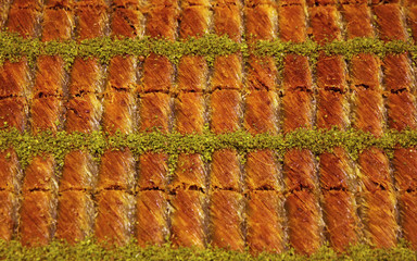 Traditional Turkish baklava (sweet dessert made of thin pastry,